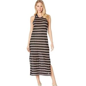 JOIE Brellen Twist-back Striped Slub 100% Linen Midi Tank Dress Size M NWT